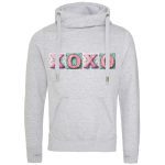Luxury Cowl Neck Hoodie in Heather Grey with XOXO paint boards