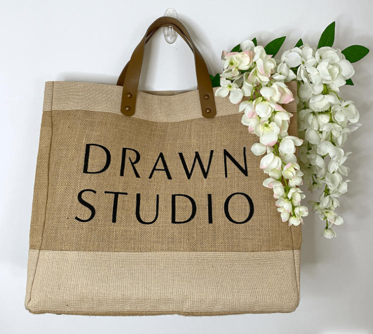 Luxury Large Leather Handle Jute Branded Bag Luxury Large Leather Handle Jute Branded Bag