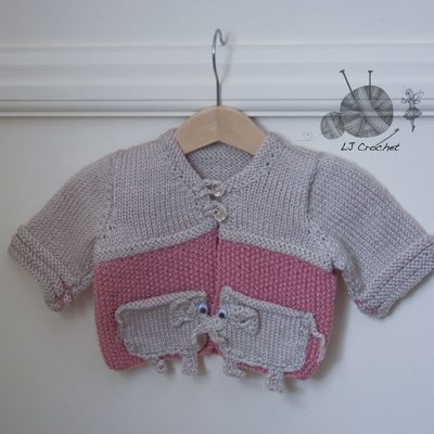 Baby Girl's Cardigan with Cute Elephant Pockets