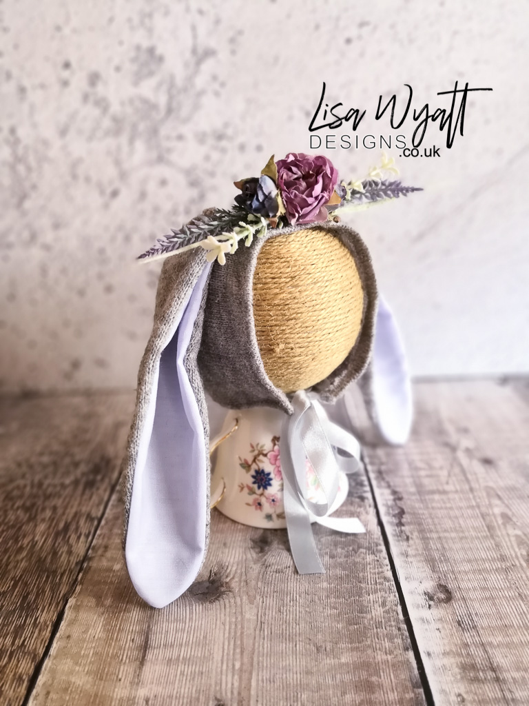 Iris - Newborn Bunny Flower Bonnet Iris - Newborn Bunny Flower Bonnet - Image 2
