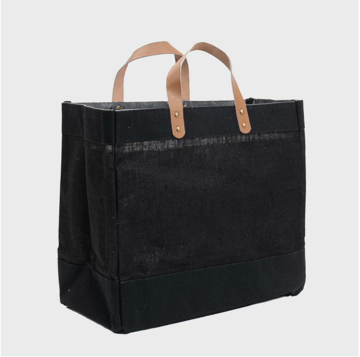 Luxury Large Leather Handle Jute Branded Bag Black Luxury Tote Bag Blank
