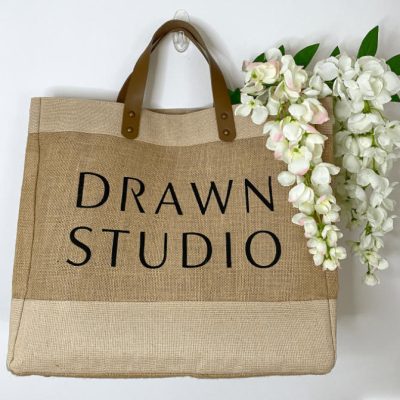 Luxury Large Leather Handle Jute Branded Bag
