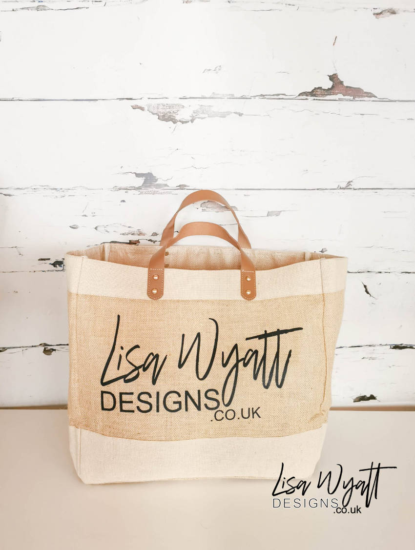 Luxury Large Leather Handle Jute Branded Bag Luxury Natural Jute Tote Branded Bag