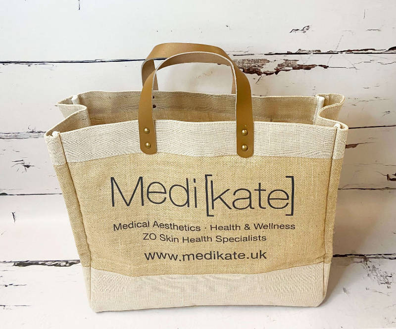 Luxury Large Leather Handle Jute Branded Bag Branded Jute Tote Bag